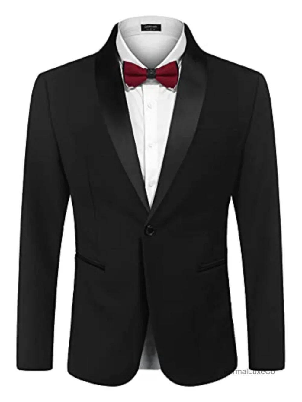 Men's Slim Fit Tuxedo Jacket One Button Shawl Collar Polyester Blend Suit Jacket